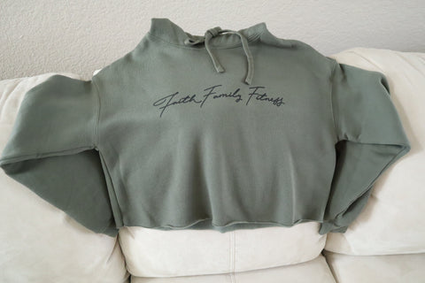 3F Crop Hoodie - Olive